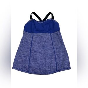 Lululemon Run Catch Me Tank Size 8 Adjustable Straps Tonka Blue Stripes